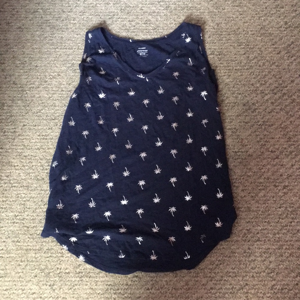 navy blue palm tree tank top